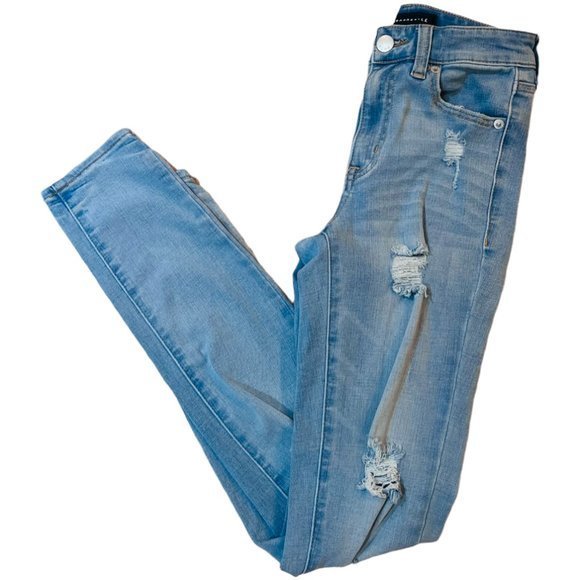Women's Aeropostale High Rise Ripped Jeans Jeggings Size‎ 2 - Picture 3 of 3